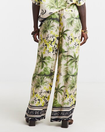 Linen Mix Wide Leg Trousers