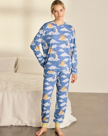 Chelsea Peers Classic Long Sleeve Crew Neck Clouds Pyjama Set