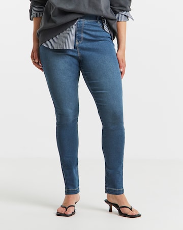 Mid Wash Stretch Skinny Pull On Jeggings