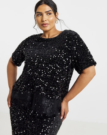 Vila O-Neck Sequin Lace Top