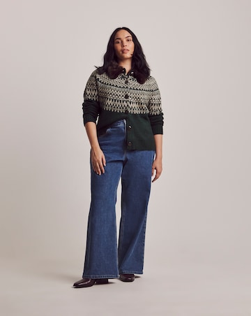 Julipa Fairisle Faux Fur Collar Cardigan