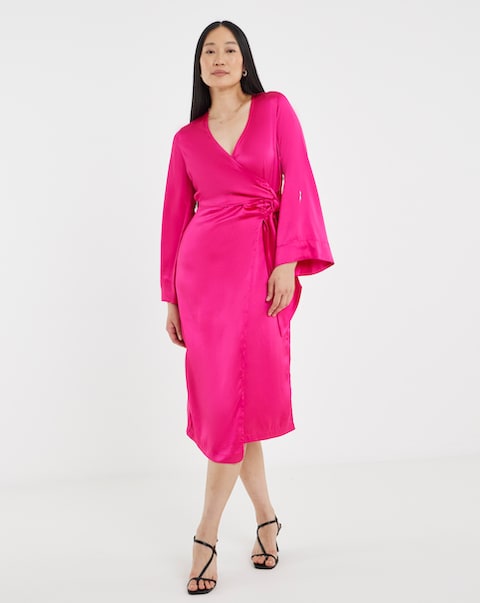 Satin Wrap Dress