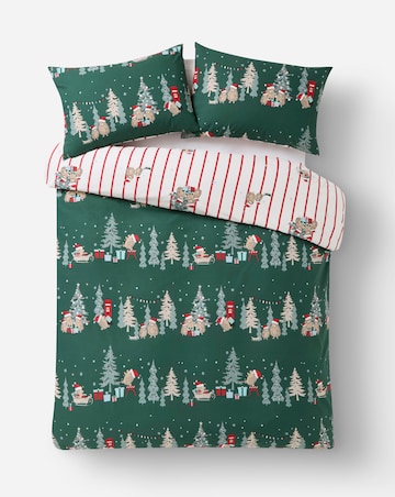 Christmas Hedgehog Cotton Blend Reversible Duvet Cover Set