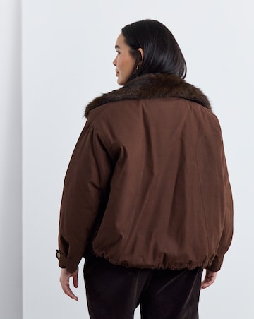 Chocolate Detachable Faux Fur Collar Parka Jacket