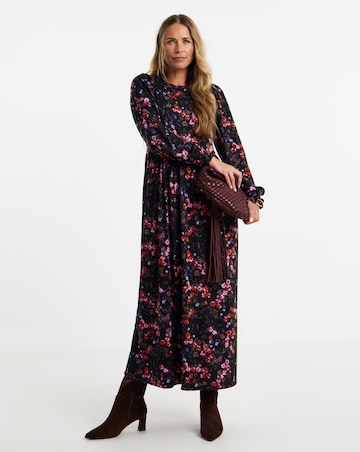 Soft Touch Midi Shirred Cuff Midi Dress