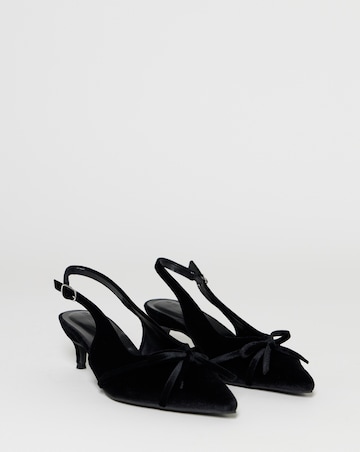 Leila Velvet Bow Slingback Heeled Shoes - Wide Fit (E)