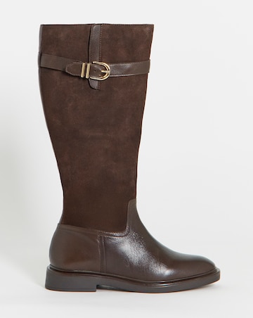 Zoe Leather Flat Knee High Riding Boots - Extra Wide Fit (EEE) & SuperCurvy Calf