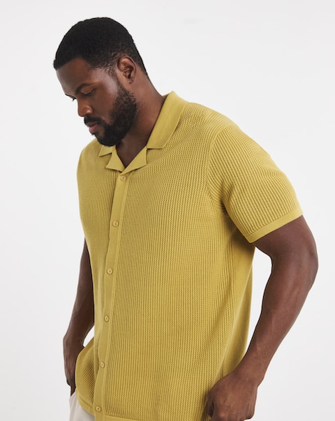 Knitted Revere Collar Shirt