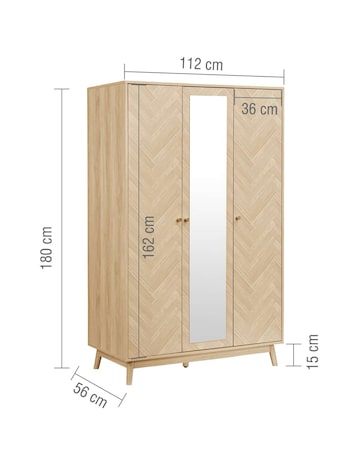 Herringford 3 Door Wardrobe With Mirror