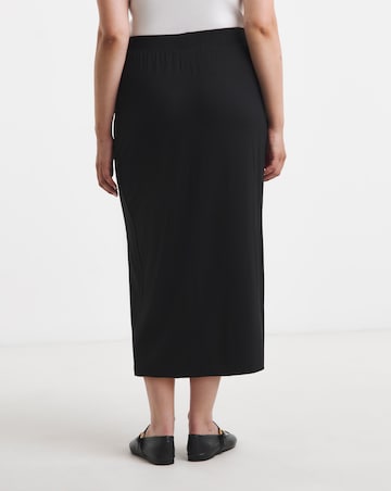 Black Jersey Tube Midi Skirt