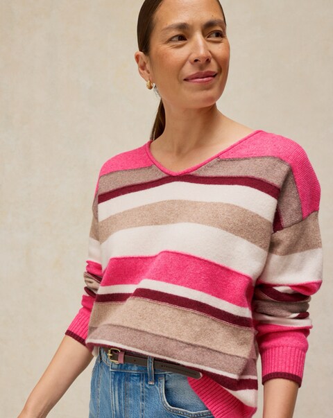 White Stuff Sansa V Neck Stripe Jumper