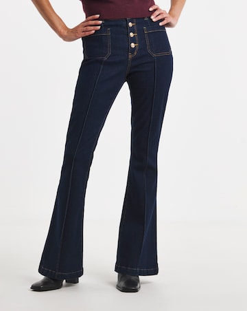 Seam Front Military Flare Jeans
