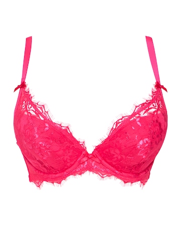Figleaves Pulse Lace Underwired Plunge Bra B-G - Pink