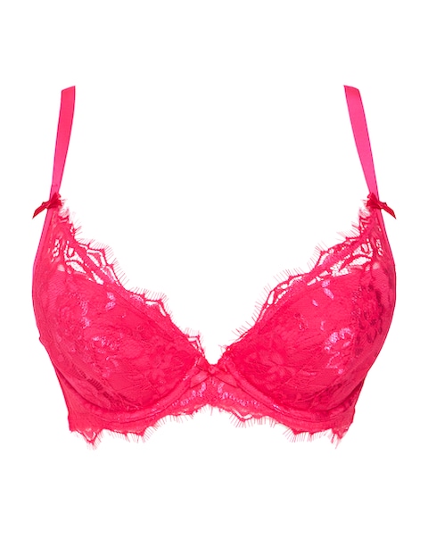 Figleaves Pulse Lace Underwired Plunge Bra B-G - Pink