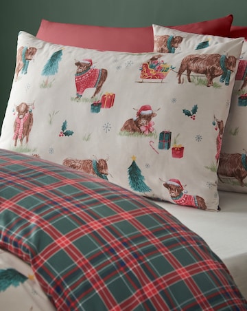 Catherine Lansfield Christmas Highland Cow Duvet Cover Set