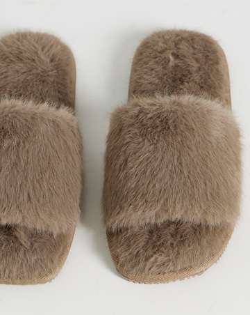 Maisie Fluffy Mule Slippers - Wide Fit (E)