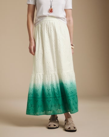 Julipa White Ombre Pure Cotton Broderie Skirt