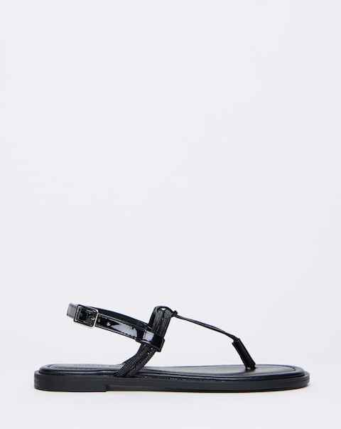 Simply Be Karma Diamante Sparkly Toe Post Sandals - Wide Fit (E)