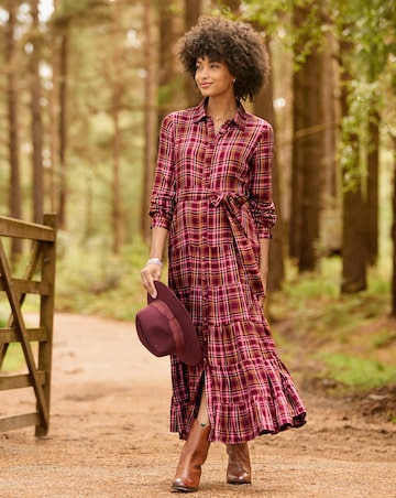 Joe Browns Willow Check Button Through Maxi Dress