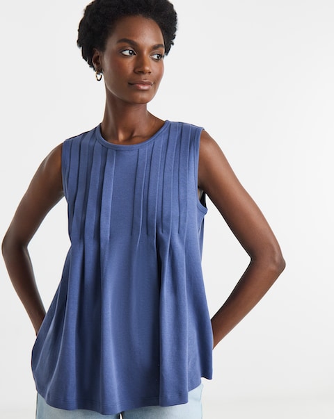 Pintuck Detail Sleeveless Top