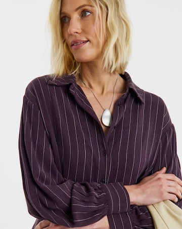 Plum Pinstripe Corset Co-Ord Shirt