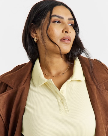 Simply Be Buttermilk Picot Polo Top