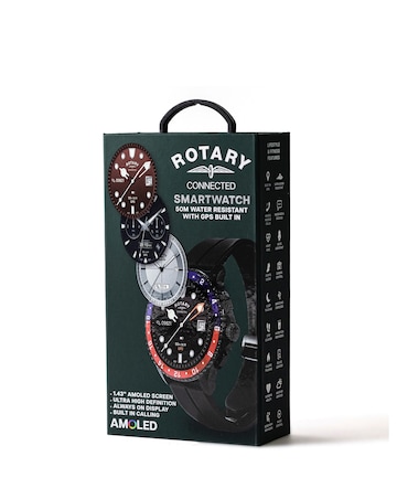 Rotary AMOLED GPS Calling Black Silicone Smart Watch