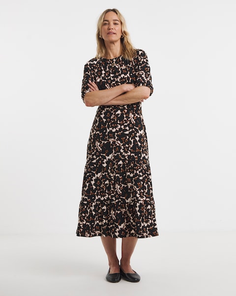 Open Tie Back Midi Jersey Smock Dress