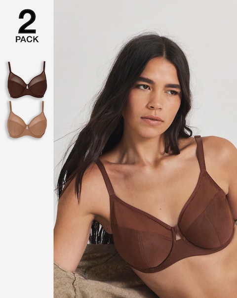 Pretty Secrets (2 Pack) Maisie Mesh Minimiser Wired Bras (D-H)