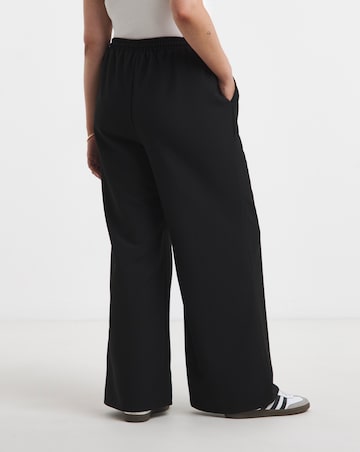 Black Drawcord Waist Relaxed Wide Leg Trousers