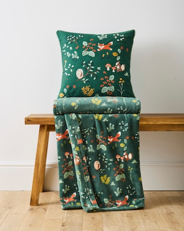 Forest Friends Fleece Throw - Forest Green