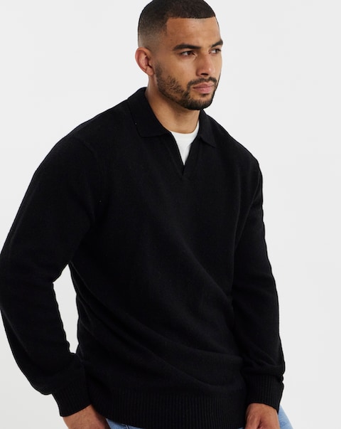New In - Lambswool Trophy Neck Knitted Polo