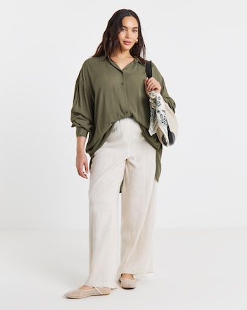 Khaki Oversized Crinkle Shirt