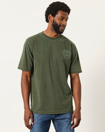 FatFace Mountain Graphic T-Shirt - Khaki Green