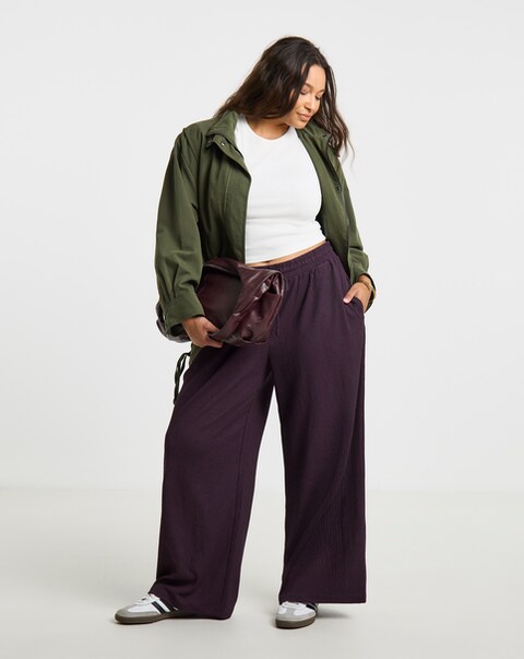 Simply Be Plum Jersey Wide Leg Trouser
