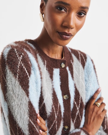 Argyle Crew Neck Cardigan