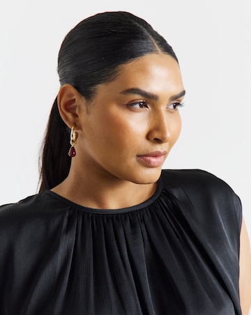 Simply Be Black Satin Bubble Hem Top