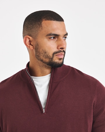 Cotton 1/4 Zip Funnel Knit Top