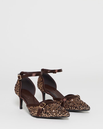 Lilith Sequin Two Part Pointed Heels - Extra Wide Fit (EEE)