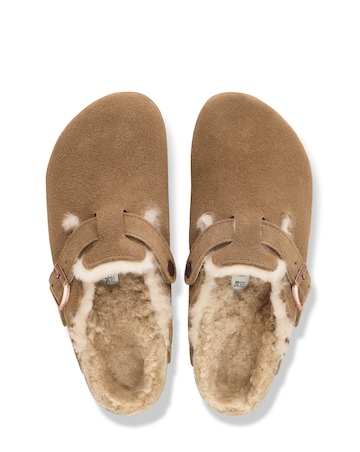 Birkenstock Boston Shearling Suede Leather Mules - Standard Fit (D)