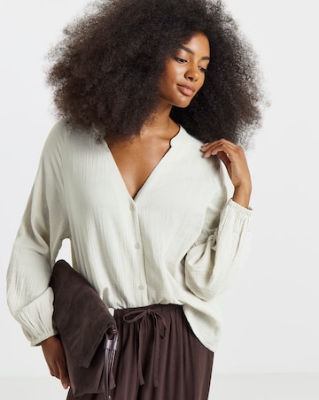 Simply Be Stone Cheesecloth Boxy Shirt