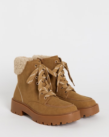 Kerry Lace Up Flat Ankle Boots - Extra Wide Fit (EEE)