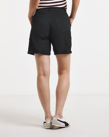 Black Stretch Cotton Cargo Shorts