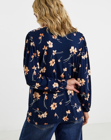 Floral Print Button Front Long Sleeve Top
