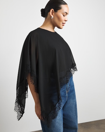 Joanna Hope Black Lace Cape Top