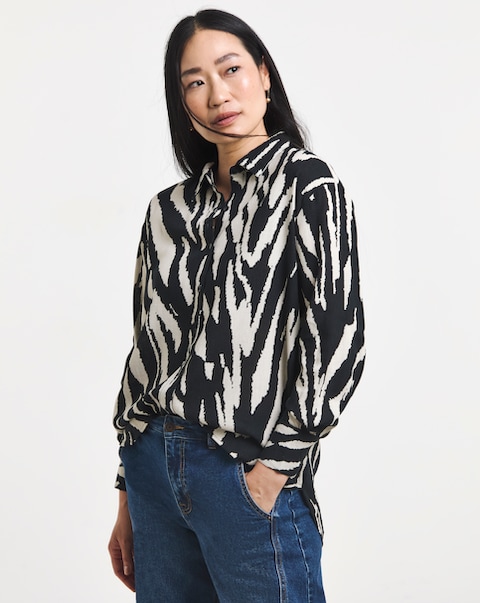Printed Linen Mix Shirt