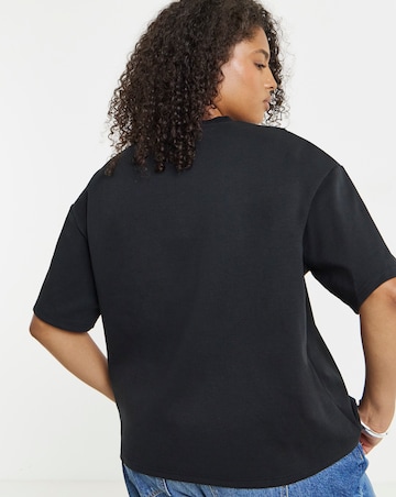 Simply Be Black Luxe Heavyweight Cotton Cut Work T-Shirt