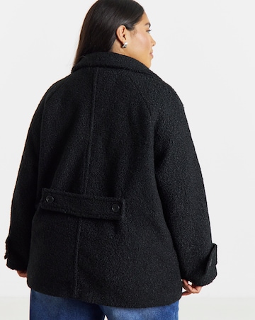 Simply Be Black Boucle Teddy Peacoat