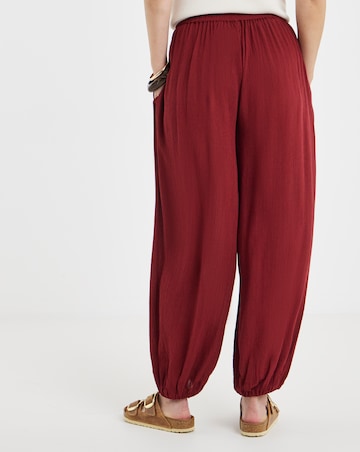 Burgundy Crinkle Balloon Trouser