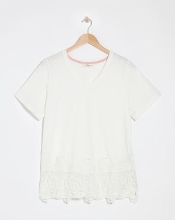 Julipa Crochet Pure Cotton Lace Hem T-Shirt